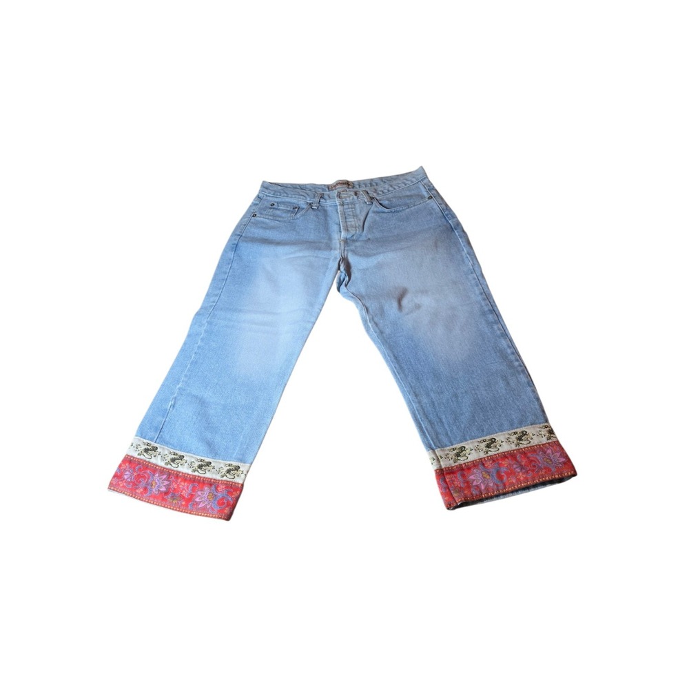 Vintage London  Jean Light Stone Wash Asian Dragon Button-Fly Cropped Jeans - 12